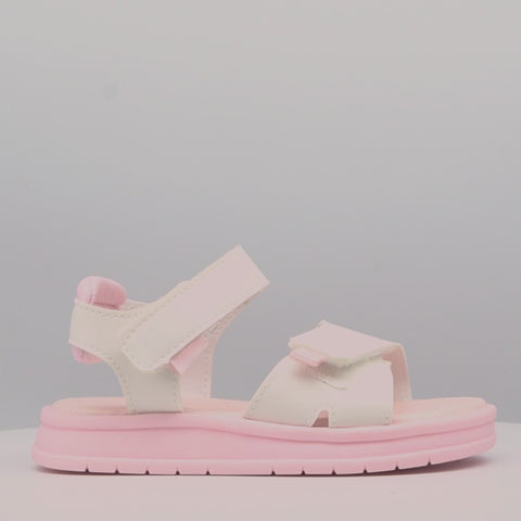 Sandália Papete Infantil Pampili Petit Branca e Rosa