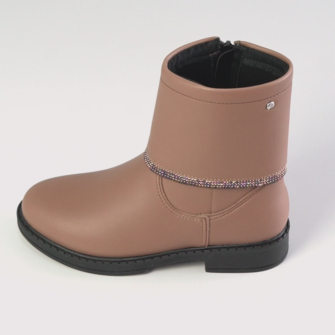 Bota Infantil Pampili Safira Montaria com Strass Marrom