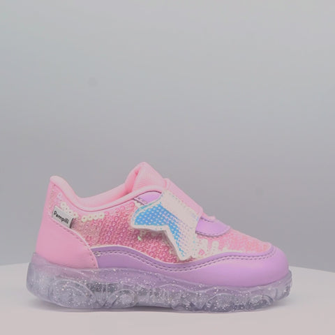 Tênis de Led Infantil Liz Luz Cauda de Sereia Rosa