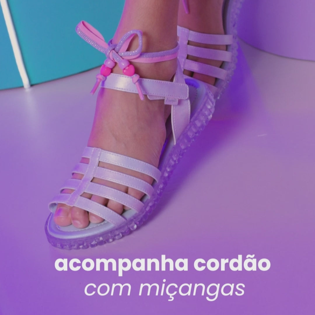 Sandália Infantil Pampili Customize Cordão com Miçangas Tie Dye