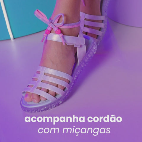 Sandália Infantil Pampili Customize Cordão com Miçangas Tie Dye