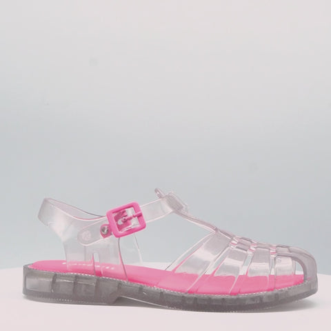 Sandália Infantil Pampili Glee Valen Transparente Gliter Rosa