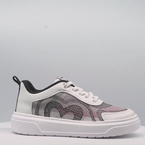 Tênis Infantil Feminino XP24 Coração Icônico Branco e Preto