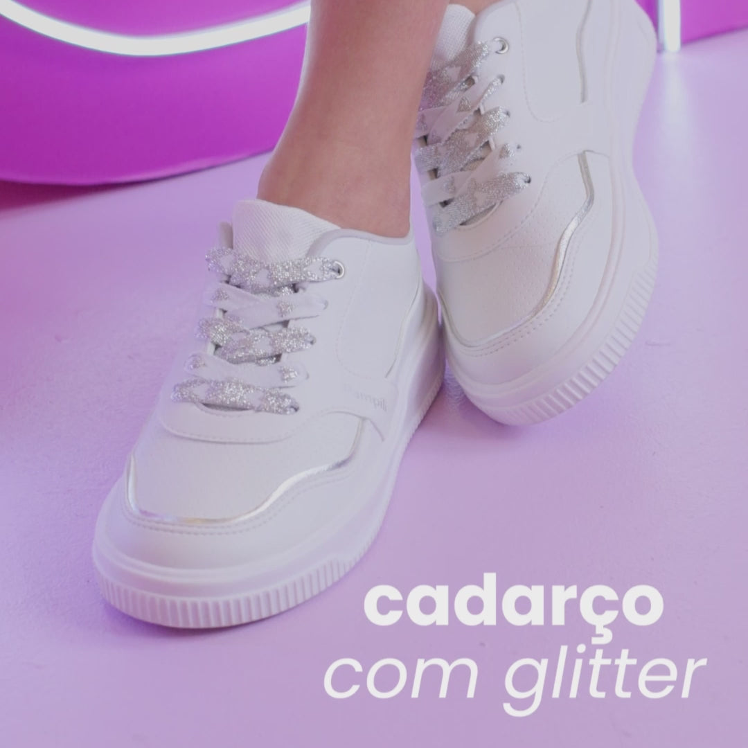 Tênis Infantil Feminino Up Customize Branco Prata