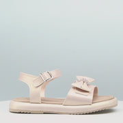 Sandália Infantil Pampili Cora Flatform com Laço Nude Perolado