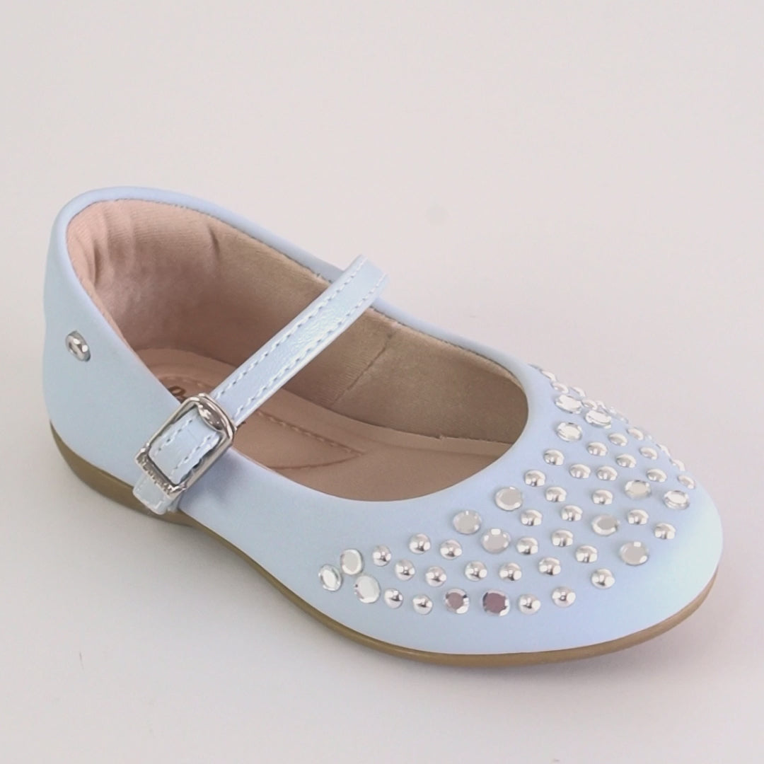 Sapatilha Bailarina Infantil Pampili Tachas Espelhadas Azul