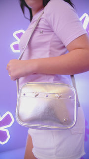 Bolsa Infantil Pampili Coração Metalizado Prata