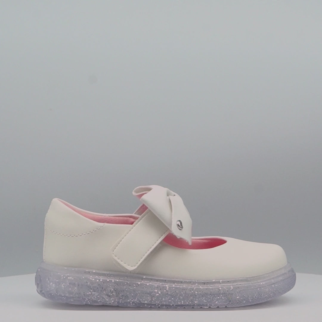 Tênis de Led Pampili Sneaker Luz Mary Jane Laço Branco