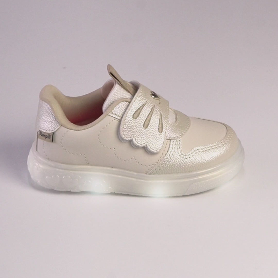 Tênis de Led Infantil Pampili Sneaker Luz Coelhinho Nude
