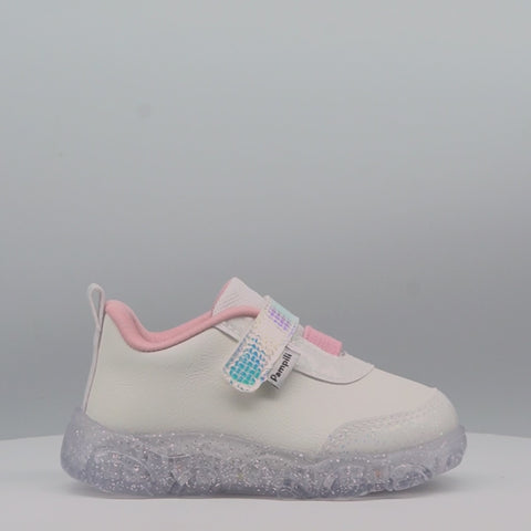 Tênis de Led Infantil Pampili Liz Luz Recortes Branco