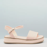 Sandália Infantil Feminina Alana Flatform Tramado Nude Rosado