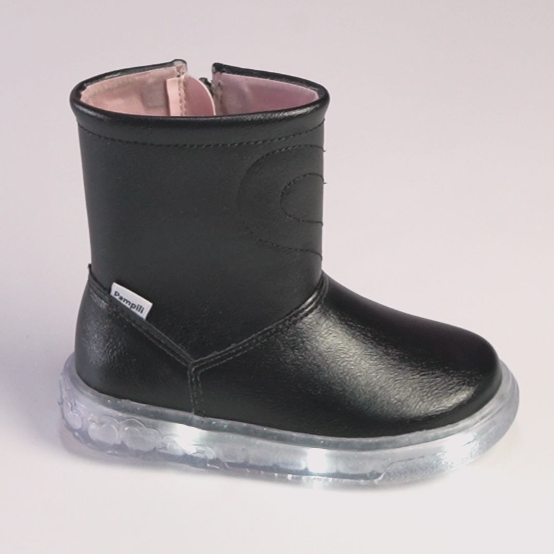 Bota de Led Infantil Pampili Brilho Cintilante Preta