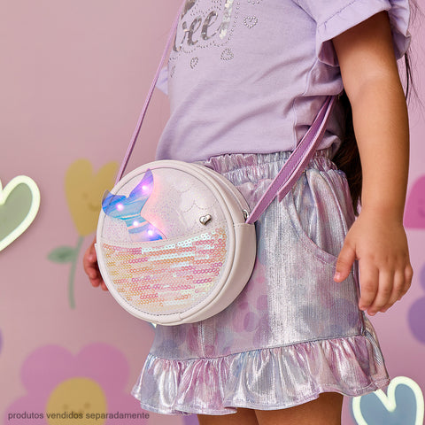 Bolsas de Led Infantil Feminina com Cauda de Sereia Branca