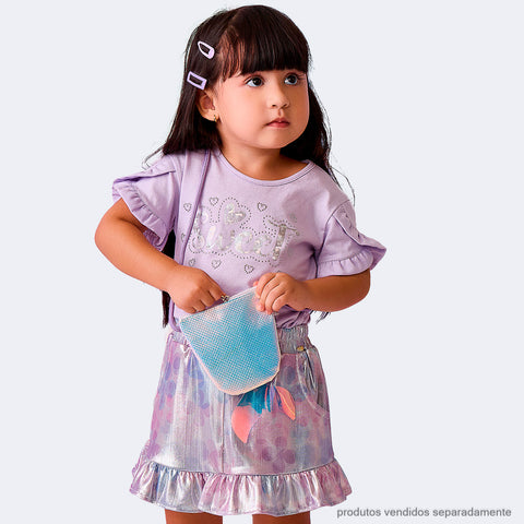 Camiseta Infantil Pampili Sweet com Babados Lilás