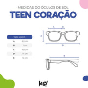 Óculos de Sol Infantil KidSplash! Proteção UV Coração Branco - tabela de medidas