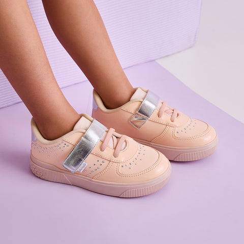 Tênis Infantil Feminino Pampili Yumi com Tachas Nude