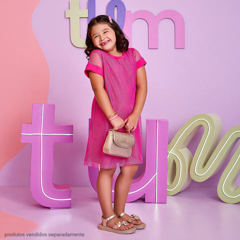 Vestido Infantil Pampili Telado Vibrante Rosa