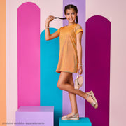 Vestido Infantil Pampili Telado Vibrante Laranja