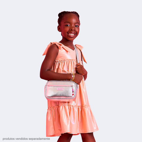 Vestido Infantil Pampili Acetinado Pêssego