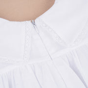 Vestido de Batizado Roana com Touca Renda Laço Branco - fechamento em zíper 
