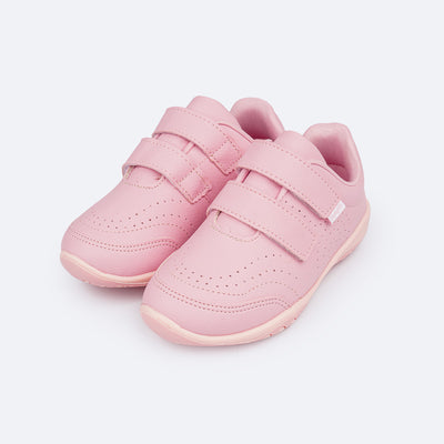 Tênis Infantil Feminino Pampili Honey Escolar Rosado - frente tênis infantil escolar 