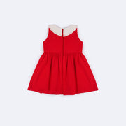 Vestido de Bebê Bambollina com Calcinha Bordado e Saia de Pregas Vermelho - costas do vestido