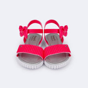 Sandália Papete Infantil Candy com Laço Pink  - frente da sandália com laço