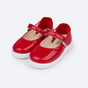 Tênis Infantil Feminino Pampili Pom Pom Verniz Vermelho Peper - frente tênis feminino verniz