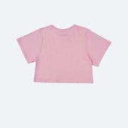 Cropped Infantil Kukiê Emoji Strass Rosa Claro - costas do cropped de menina