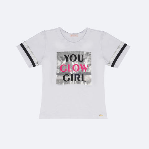 Camiseta Infantil Pampili You Glow Branca - frente camiseta feminina