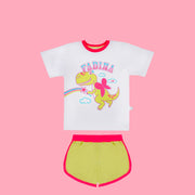 Pijama Infantil Cara de Criança Brilha no Escuro Fadina Branco Pink e Verde - 10 Anos - frente do pijama infantil feminino