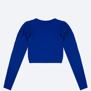 Cropped Infantil Vallen Manga Longa Canelada Azul Royal - costas do cropped infantil