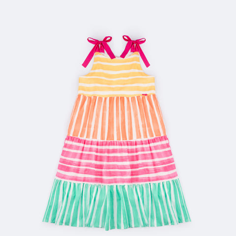 Vestido Kids Món Sucré Midi Multicolorido - frente