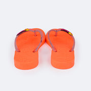 Chinelo Infantil Pampili Likes Emoji Love Eco Amigável Laranja Neon - parte traseira do chinelo 