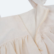 Vestido de Bebê Roana Babado Laço e Pérola Marfim - aberto para facilitar a hora de vestir