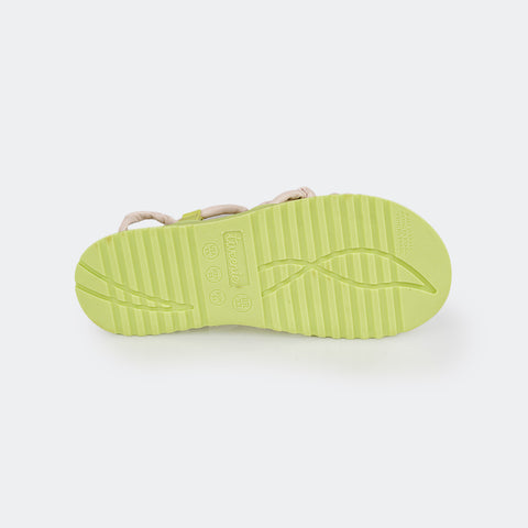 Sandália Feminina Tweenie #Funny de Amarrar Tiras Comfy Nude e Verde -foto da sola antiderrapante 