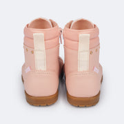 Bota Infantil Feminina Pampili Rubi Tachas Rosa - traseira bota infantil rosa