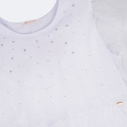 Vestido de Festa Infantil Pampili Tule Glitter e Strass Branco - detalhe de pedras strass