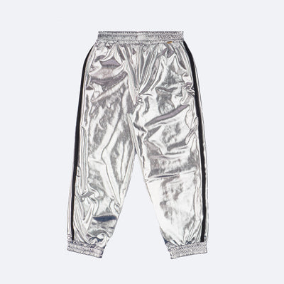 Calça Jogger Pampili Holográfica Prata - frente calça infantil jogger