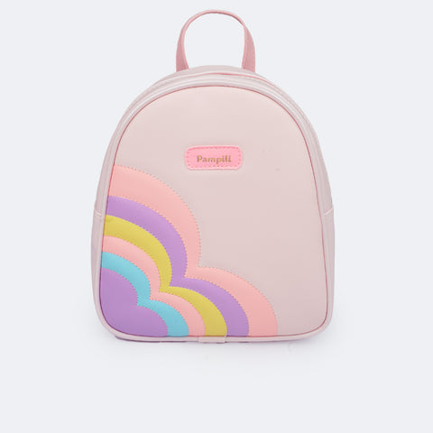 Mochila Infantil Pampili Coração Comfy Rosa Bebê e Colorida - frente da mochilinha infantil