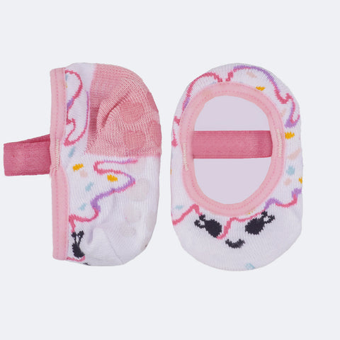 Meia Sapatilha Infantil Antiderrapante Feminina Pampili Confeitos Bran