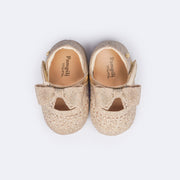 Sapato de Bebê Pampili Nina Momentos Especiais Glitter Strass Dourado - interior confortável