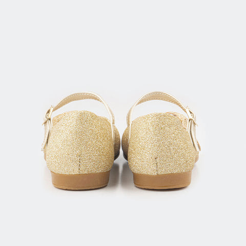 Sapato Infantil Pampili Angel Dourado Com Glitter.