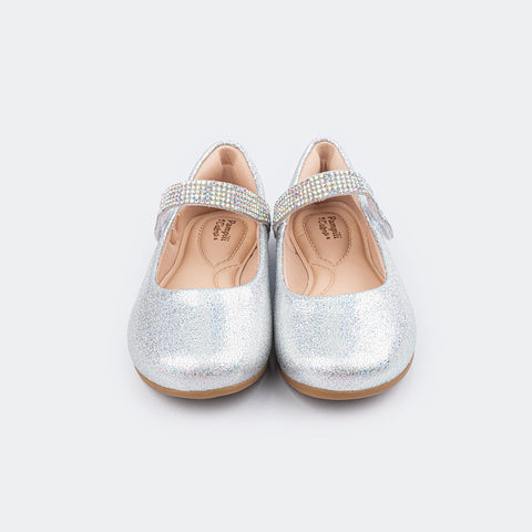 Sapato Infantil Angel Nostalgia Tira em Strass Prata.