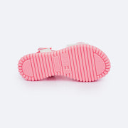 Sandália Papete Infantil Pamps Candy Emoji Branco e Rosa Neon - sola antiderrapante