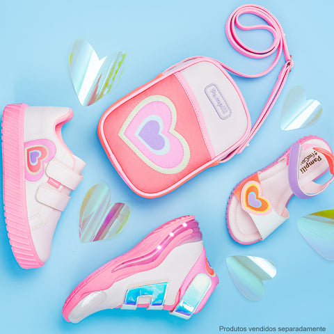 Sandália Papete Infantil Pampili Candy Coração Branca e Colorida - coleção calçado infantil Pampili