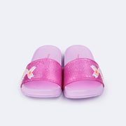 Chinelo Infantil Pampili Fun Glee Sereia Glitter Lilás - frente do chinelo slide infantil