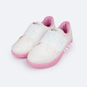 Tênis de Led Infantil Pampili Sneaker Luz Paetê e Briho Branco - frente do tênis infantil branco