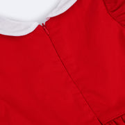 Vestido de Bebê Roana Natal com Lastex e Bordado Vermelho - fechamento em zíper nas costas