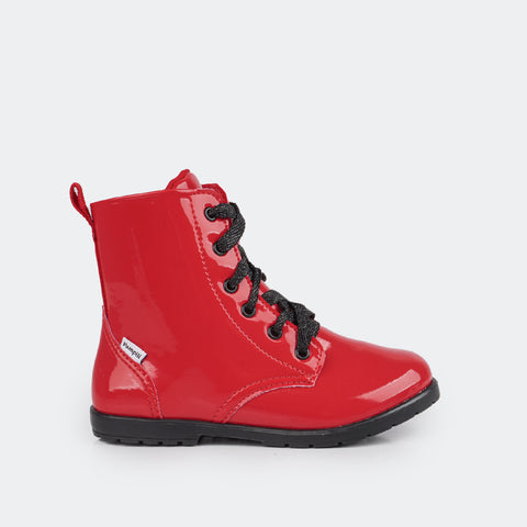 Bota Coturno Infantil Rubi Verniz Vermelho Peper.